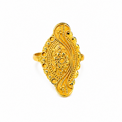 NUGOLD Traditional Floral Filigree Adjustable Ring for Women