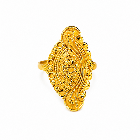 NUGOLD Traditional Floral Filigree Adjustable Ring for Women