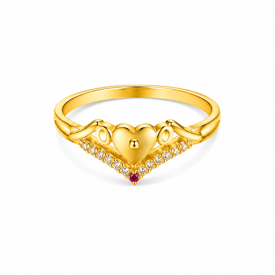 NUGOLD Stylish Heart Charm Gold Finish Ring for Women
