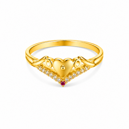 NUGOLD Stylish Heart Charm Gold Finish Ring for Women