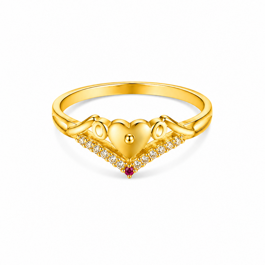 NUGOLD Stylish Heart Charm Gold Finish Ring for Women