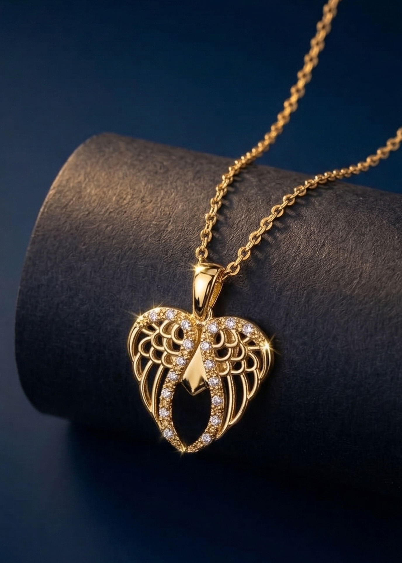 Elegant Gold Heart Wing Pendant Necklace for Women