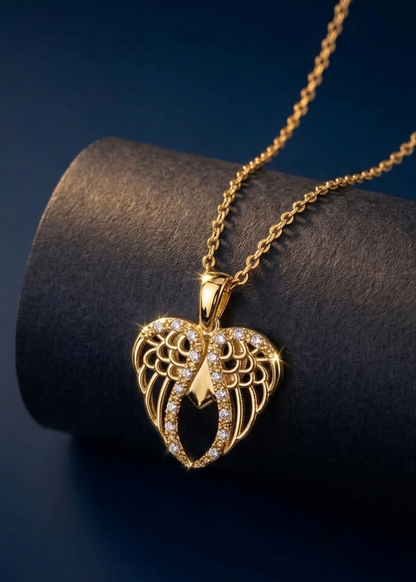 Elegant Gold Heart Wing Pendant Necklace for Women