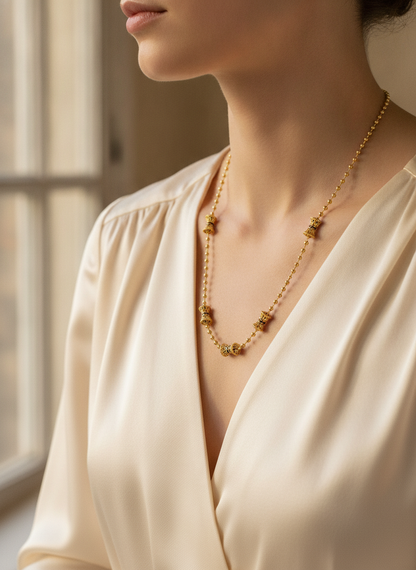 NUGOLD Bead Chain with Designer Barrel Charms for Women
