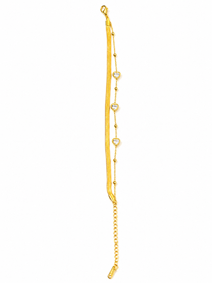 Elegant Dainty Triple Heart Bracelet for Women & Girls
