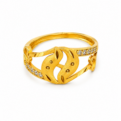 Elegant Leaf Embrace Crystal Ring for Women