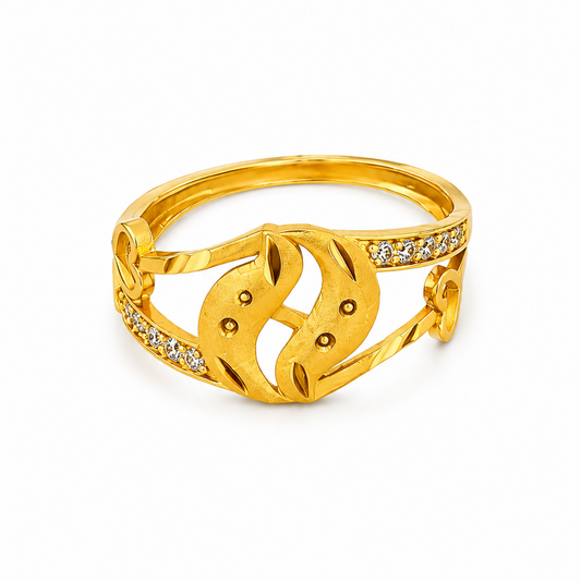 Elegant Leaf Embrace Crystal Ring for Women