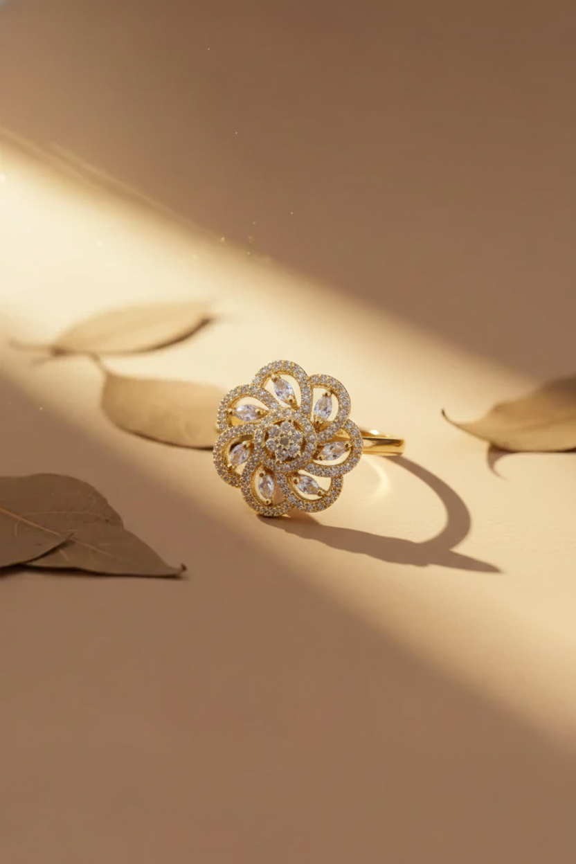 NuGold Trendy Floral Ring For Women