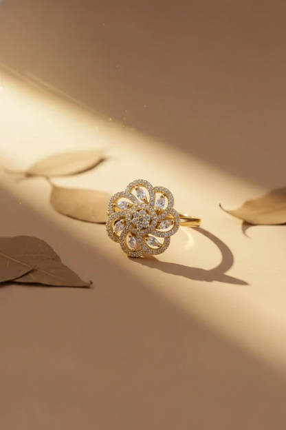 NuGold Trendy Floral Ring For Women