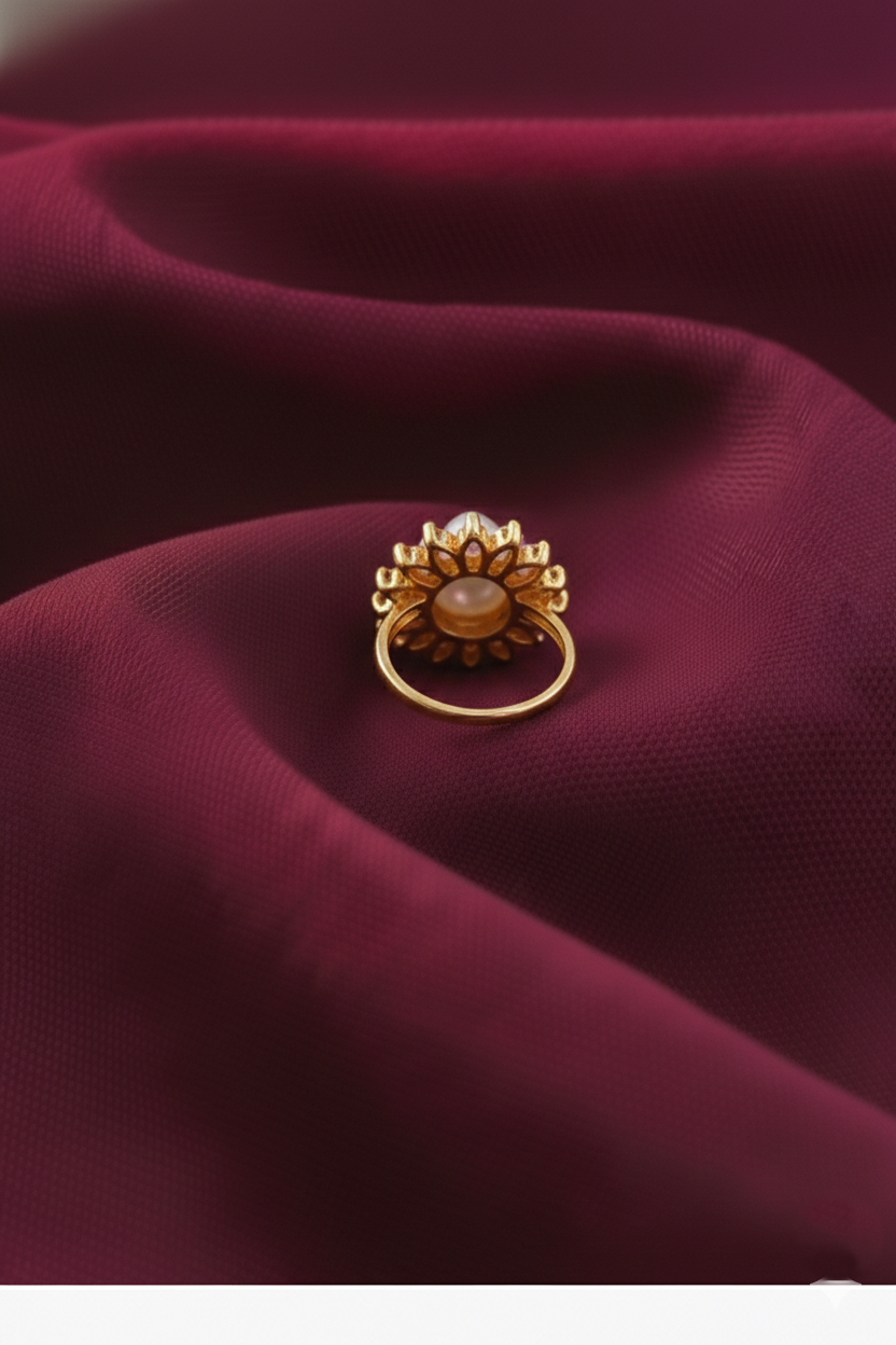 NuGold Pearl Flower Ring For Women
