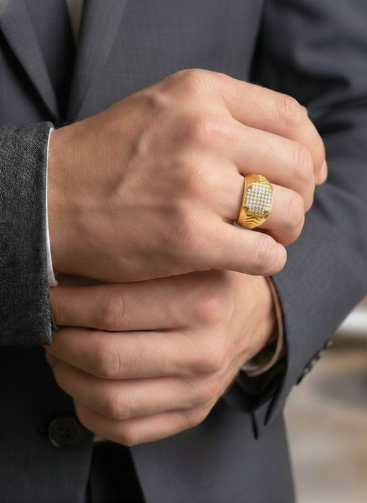 NuGold Mens Ring With Stone