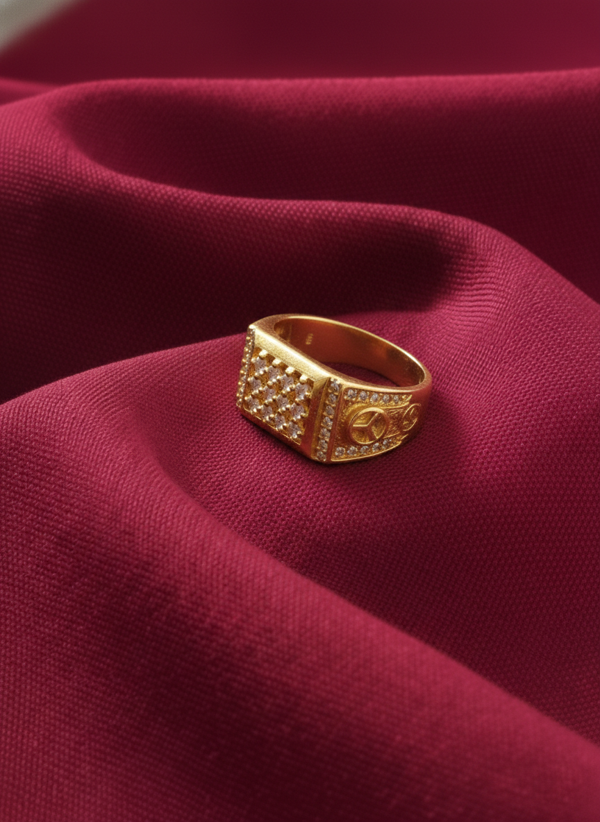NuGold Mens Ring With Stone