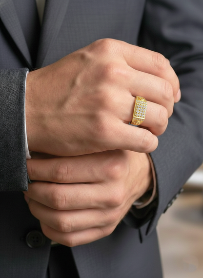 NuGold Mens Ring With Stone
