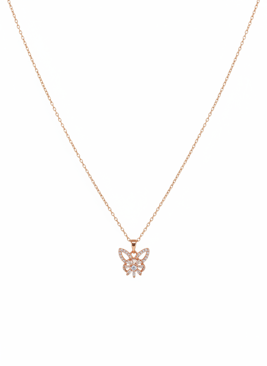 Elegant Rose Gold Butterfly Pendant Necklace for Women