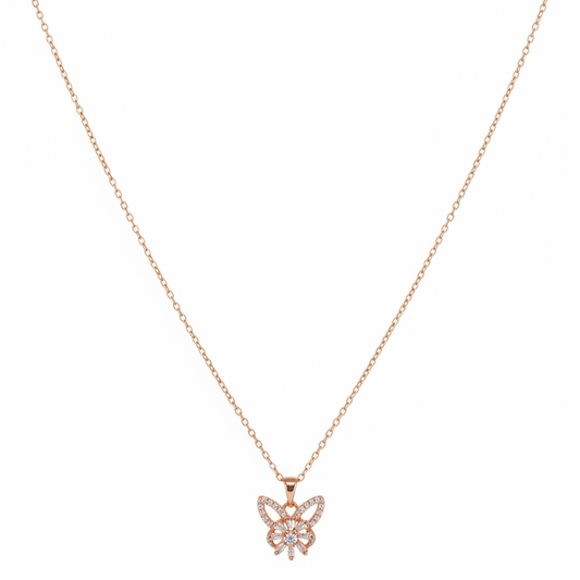 Elegant Rose Gold Butterfly Pendant Necklace for Women