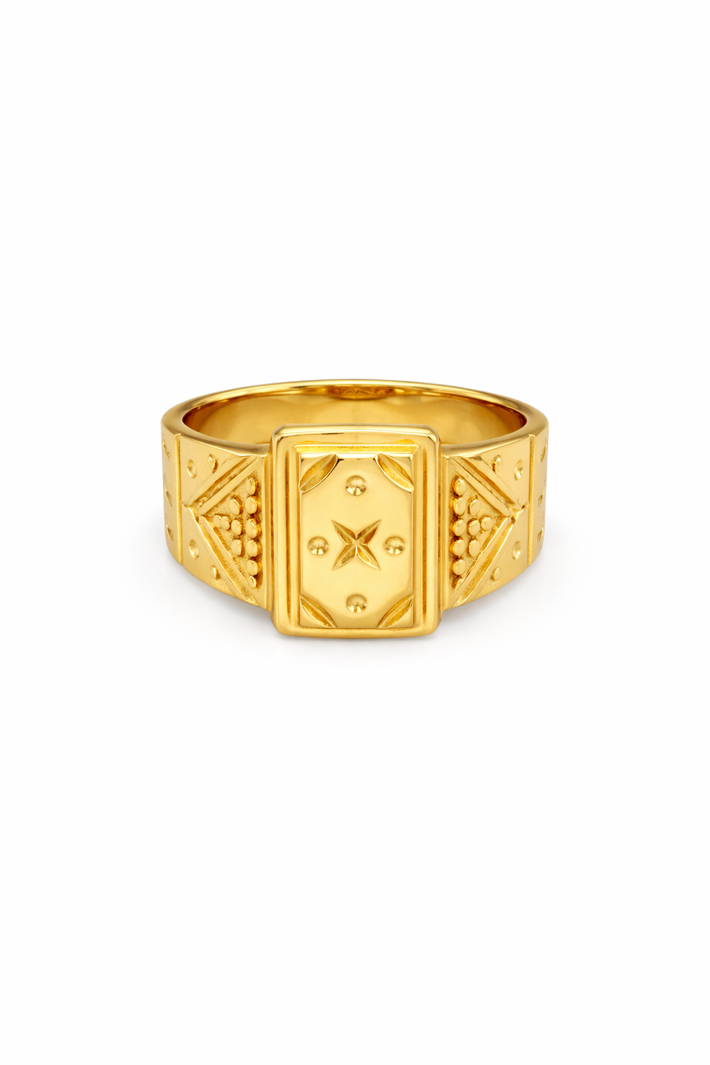NUGOLD Luxury Men’s Ring with Star Engraved Rectangular Design