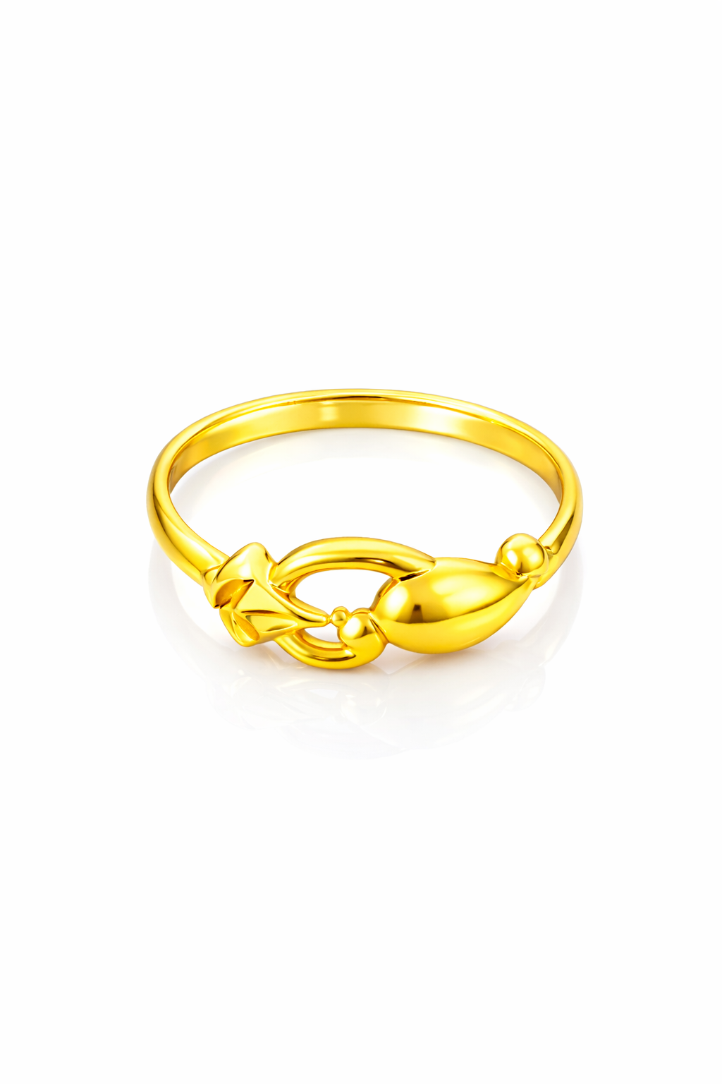 NUGOLD Elegant Gold Women’s Ring with Leaf & Loop Design