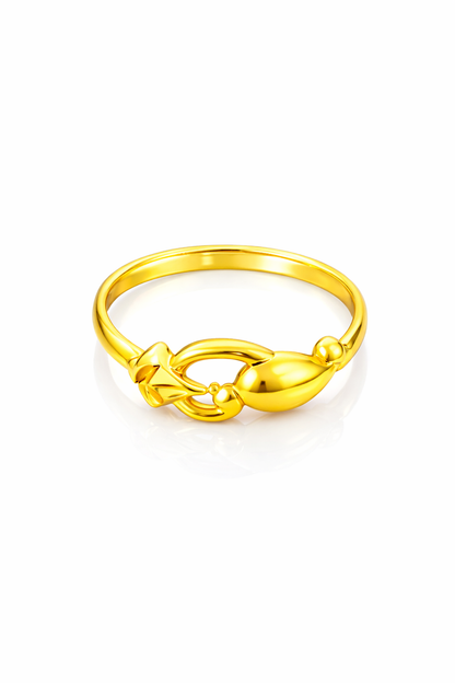 NUGOLD Elegant Gold Women’s Ring with Leaf & Loop Design
