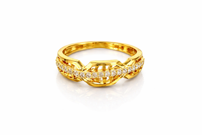 NuGold Crystal Infinity Twist Gold Ring for Women