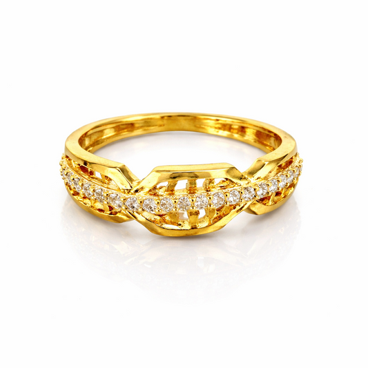 NuGold Crystal Infinity Twist Gold Ring for Women