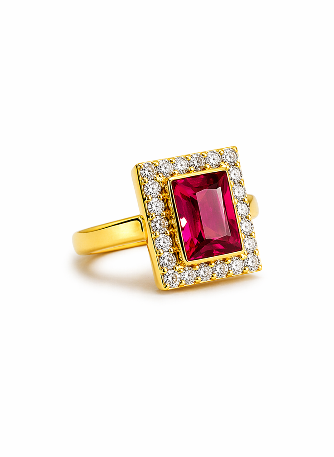 NuGold Ruby Royale Halo Ring