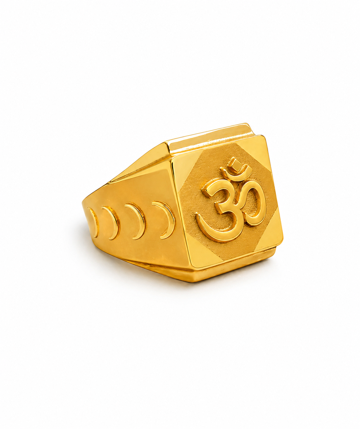 NuGold Om Royale Geometric Gold Signet Ring for Men