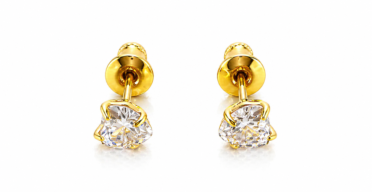 Luxury Heart Cut Diamond Stud Earrings for Women & Girls
