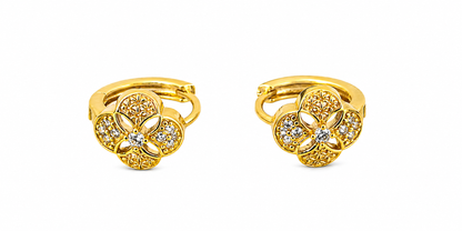 NuGold Floral Gold Plated Hoop Earrings for Women & Girls