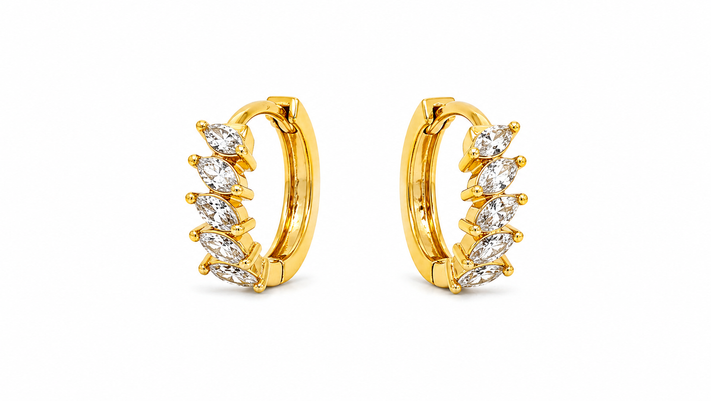 NuGold Luxury Gold Plated Leaf Design Hoop Earrings for Women & Girls