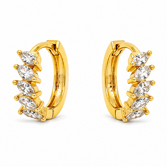 NuGold Luxury Gold Plated Leaf Design Hoop Earrings for Women & Girls