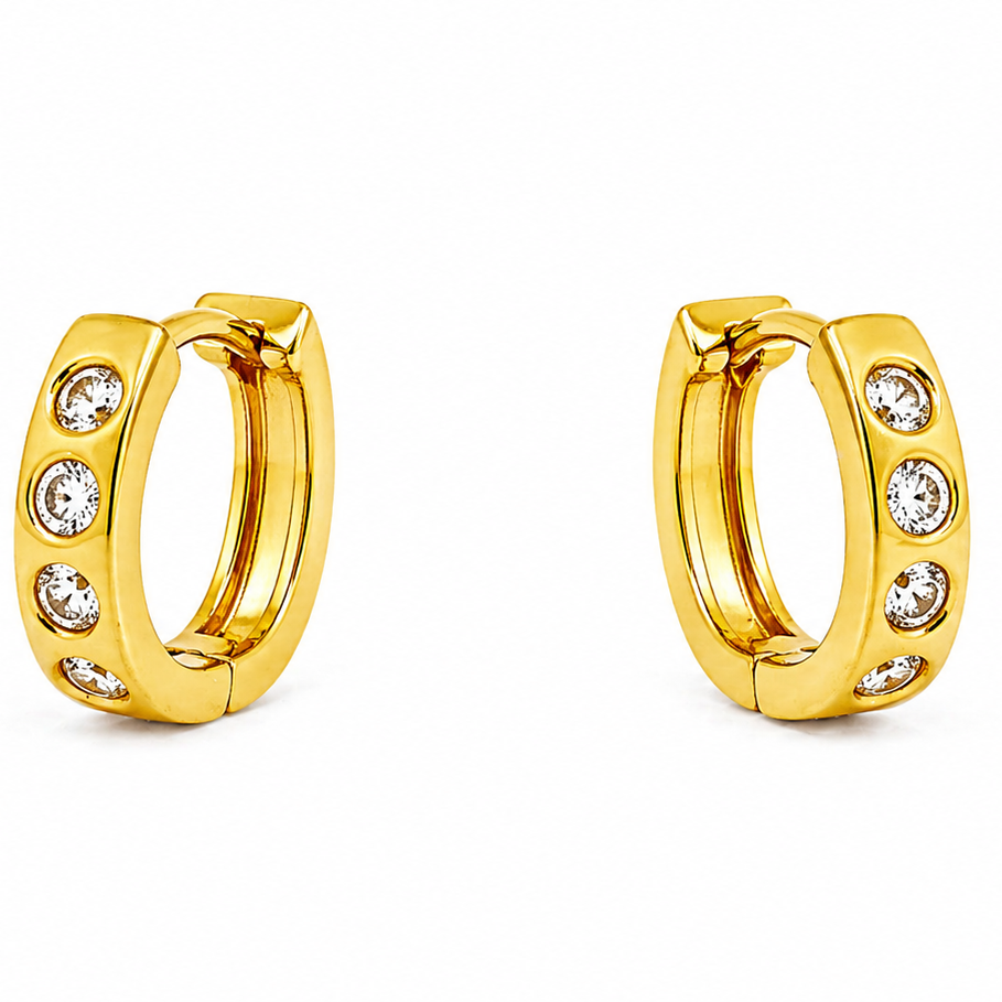 NuGold Radiance Crystal Studded Gold-Toned Hoop Earrings for Women