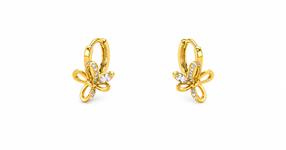 NuGold Butterfly Charm Crystal Gold-Toned Hoop Earrings for Women