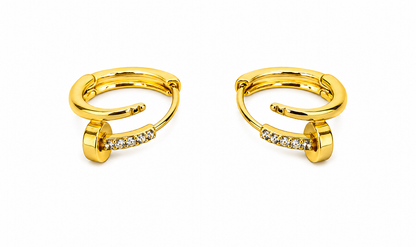 NuGold Crystal Nail-Inspired Gold-Toned Hoop Earrings for Women