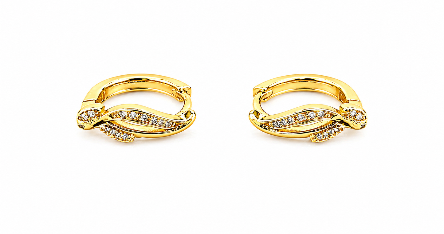 Twisted Crystal Gold-Toned Hoop Earrings for Women