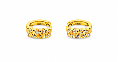 NuGold Geometric Crystal Gold-Toned Huggie Hoop Earrings for Women