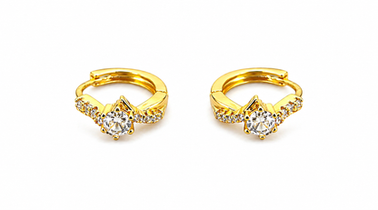 NuGold Solitaire Crystal Gold-Toned Huggie Hoop Earrings for Women