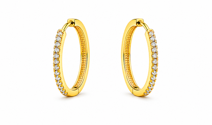 NuGold Classic Crystal Gold-Toned Hoop Earrings for Women