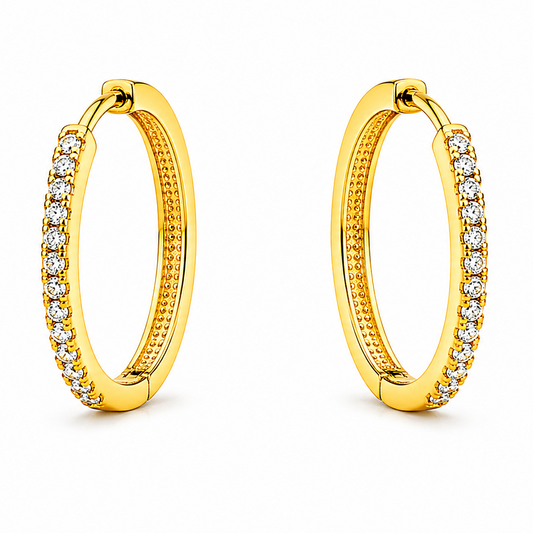 NuGold Classic Crystal Gold-Toned Hoop Earrings for Women