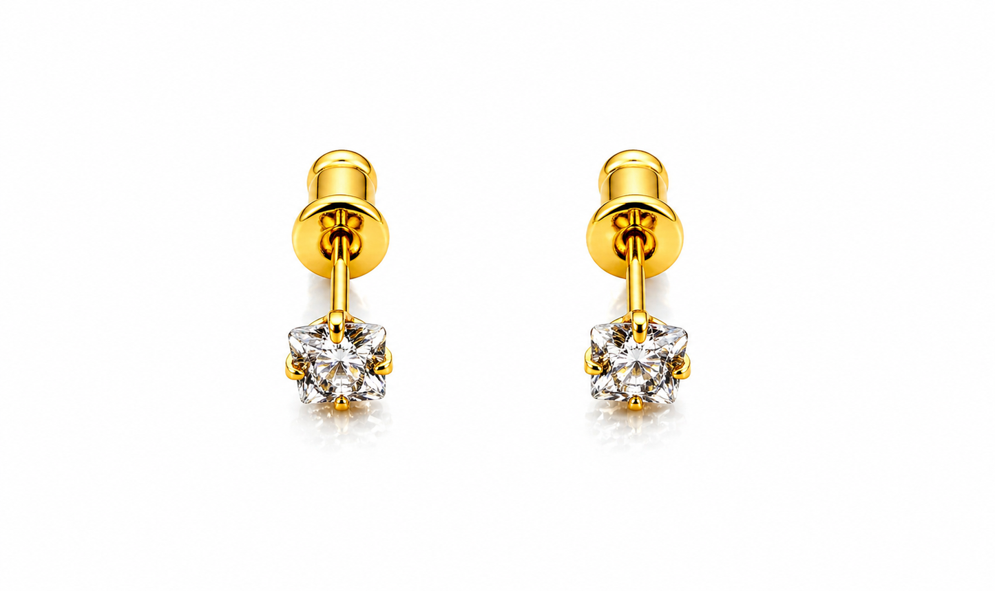 NuGold Solitaire Crystal Gold-Toned Stud Earrings for Women