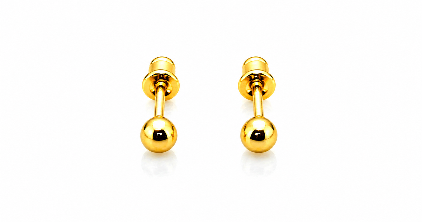 NuGold Minimalist Gold-Toned Ball Stud Earrings for Women