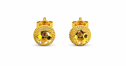 NuGold Textured Gold-Toned Round Stud Earrings for Women