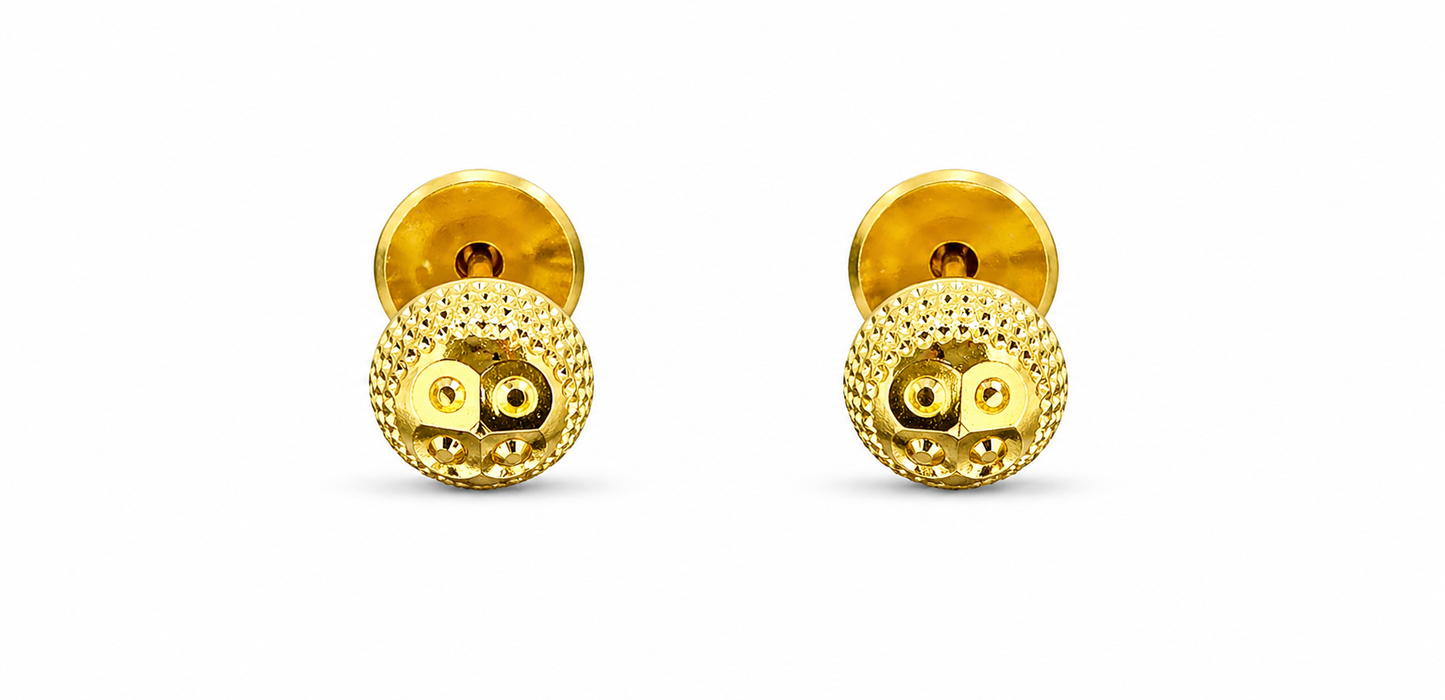 NuGold Textured Round Gold-Toned Stud Earrings for Women