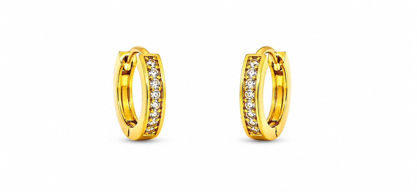 NuGold Crystal Line Gold-Toned Hoop Earrings for Women