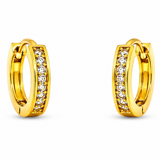 NuGold Crystal Line Gold-Toned Hoop Earrings for Women