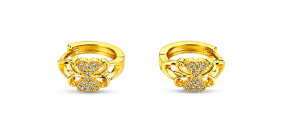 NuGold Floral Crystal Gold-Toned Hoop Earrings for Women