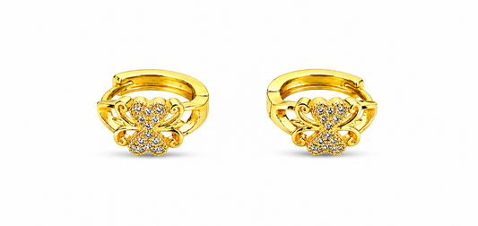 NuGold Floral Crystal Gold-Toned Hoop Earrings for Women