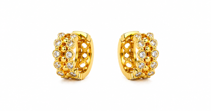 NuGold Luxe Crystal Cluster Gold-Toned Huggie Hoop Earrings for Women