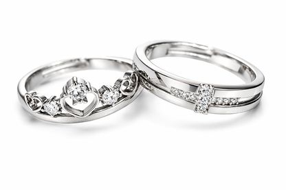 His & Hers Stainless Steel Couple Adjustable Matching Ring Set