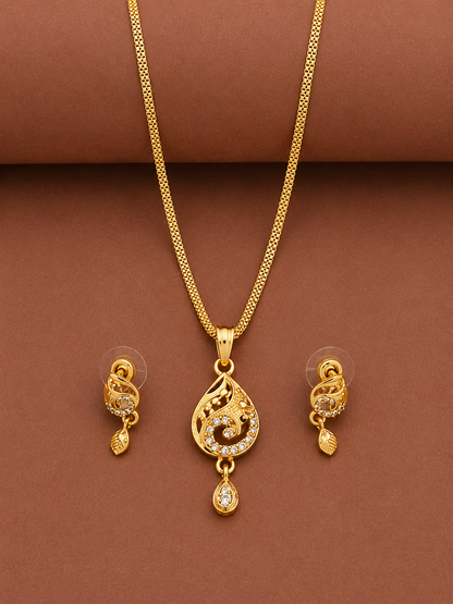 Elegant Teardrop Pendant Necklace & Earrings Set for Women