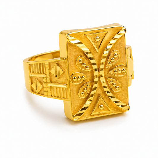 Rajwada Trinity Gold Statement Ring for Men
